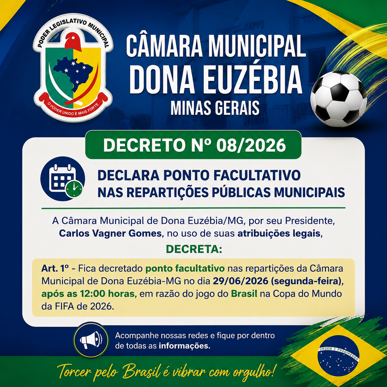 CÂMARA MUNICIPAL DE DONA EUZÉBIA INFORMA