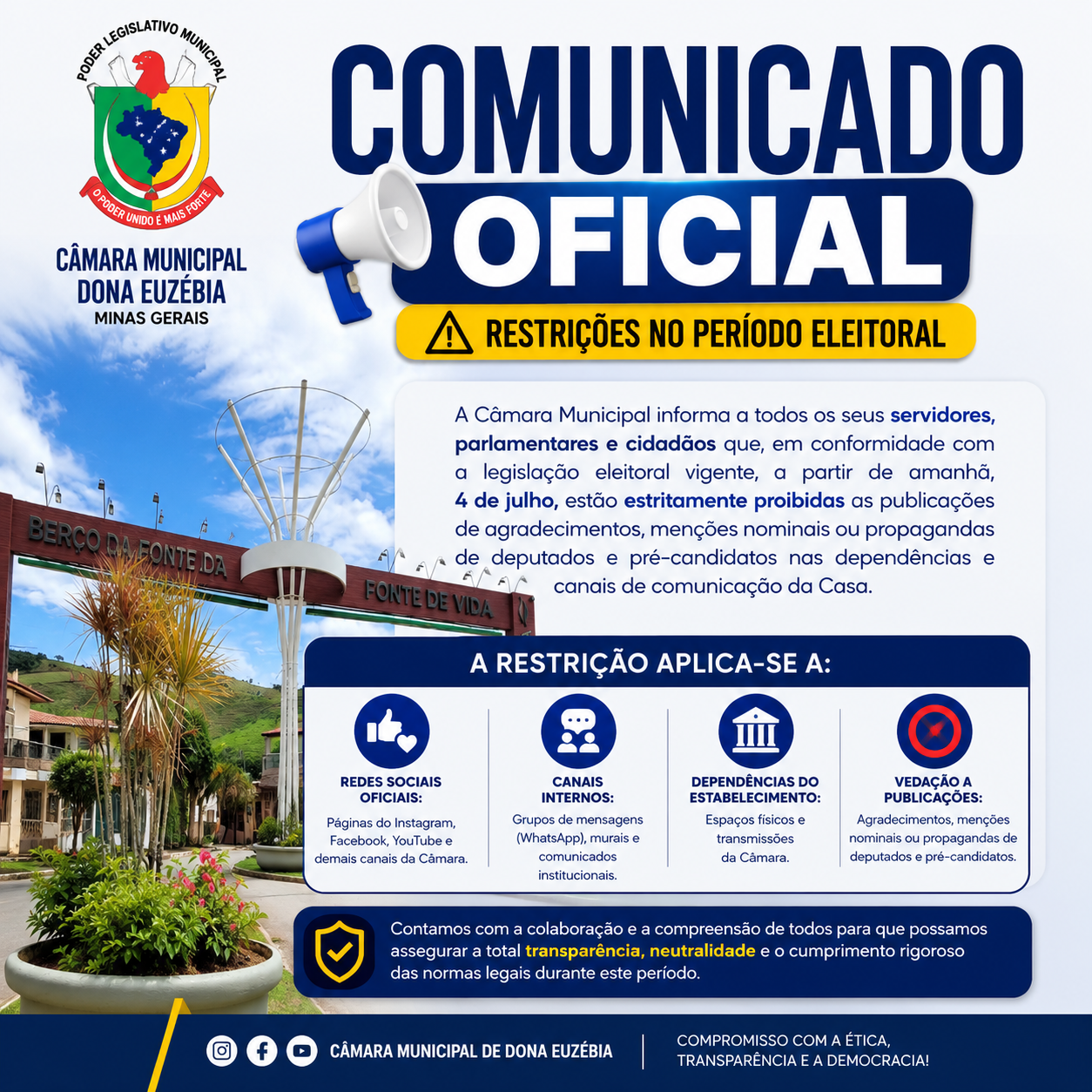 COMUNICADO OFICIAL – RESTRIÇÕES NO PERÍODO ELEITORAL