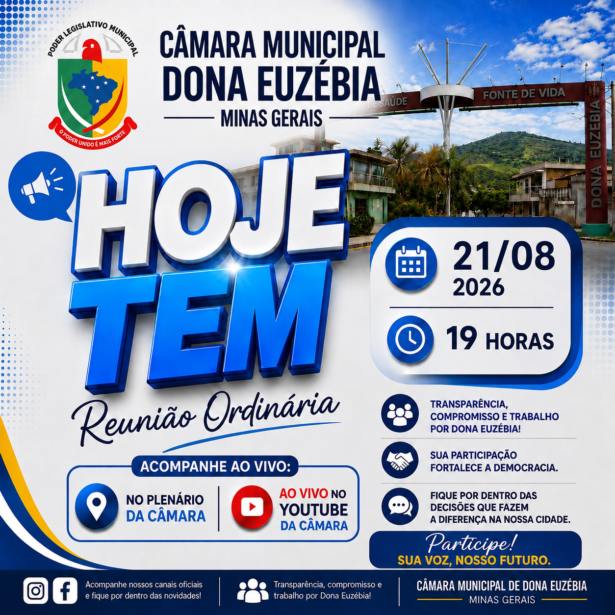 HOJE TEM REUNIÃO ORDINÁRIA!
